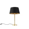 Klassieke tafellamp messing met zwarte kap 32 cm - Simplo