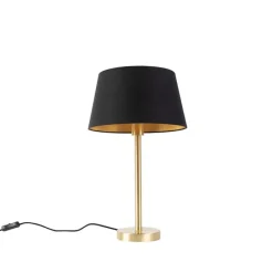 Klassieke tafellamp messing met zwarte kap 32 cm - Simplo