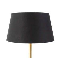 Klassieke tafellamp messing met zwarte kap 32 cm - Simplo