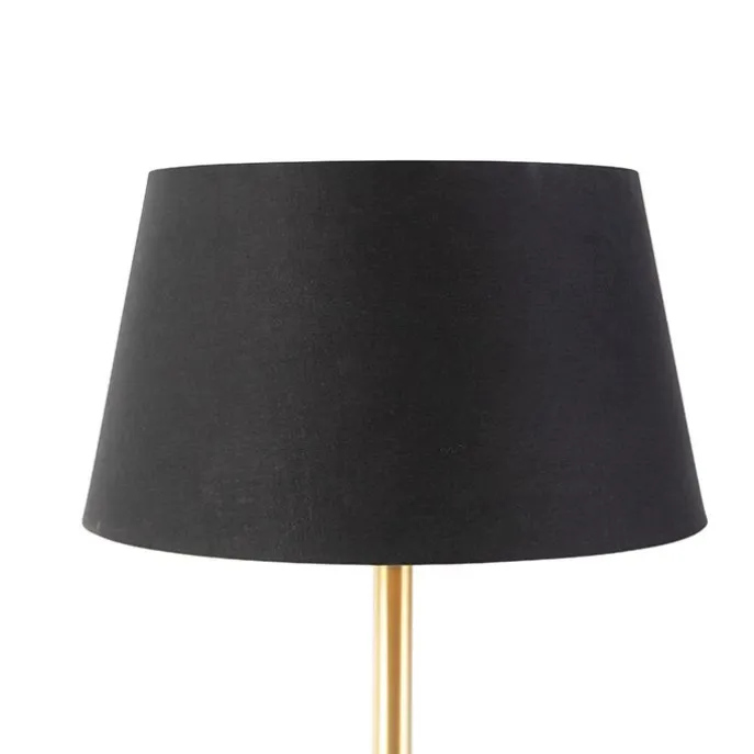 Klassieke tafellamp messing met zwarte kap 32 cm - Simplo