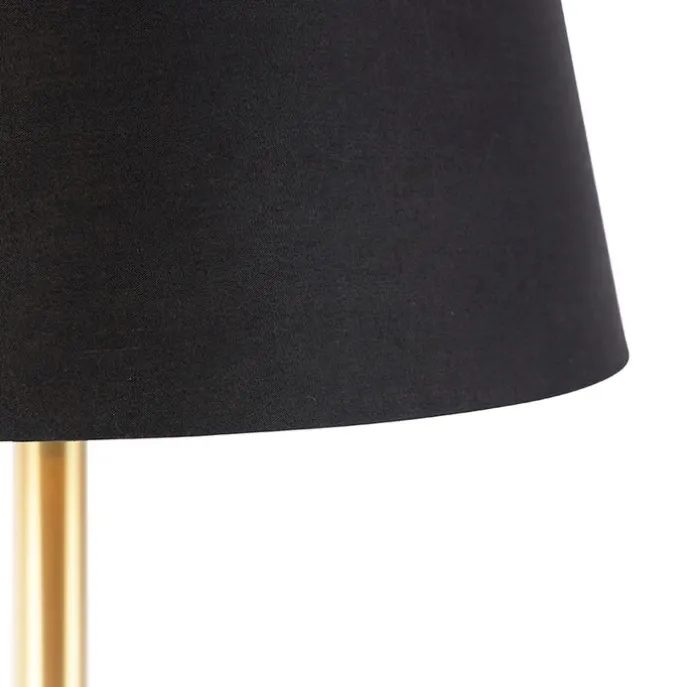 Klassieke tafellamp messing met zwarte kap 32 cm - Simplo