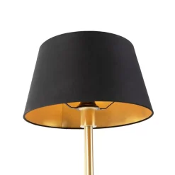Klassieke tafellamp messing met zwarte kap 32 cm - Simplo