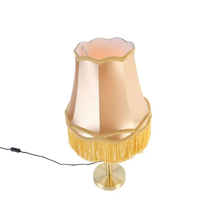 Klassieke tafellamp messing met granny kap goud 30 cm - Simplo