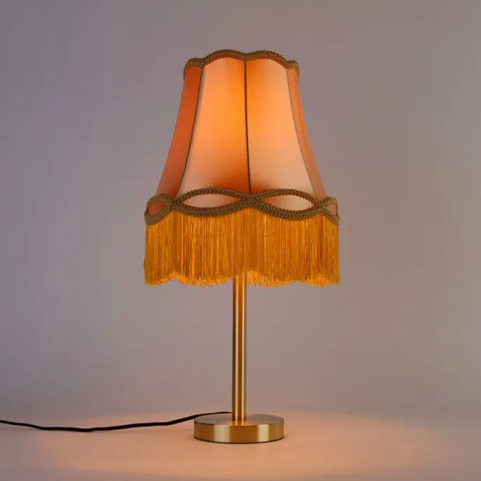 Klassieke tafellamp messing met granny kap goud 30 cm - Simplo