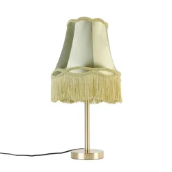 Klassieke tafellamp messing met granny kap groen 30 cm - Simplo