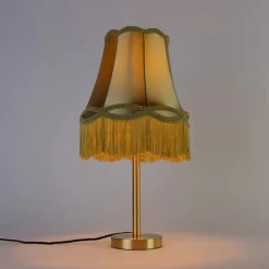 Klassieke tafellamp messing met granny kap groen 30 cm - Simplo