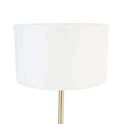 Klassieke tafellamp messing met kap wit 35 cm - Simplo