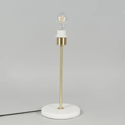 Klassieke tafellamp messing met marmeren voet - Kaso