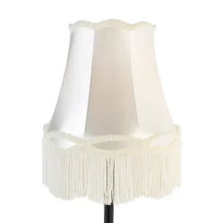 Klassieke tafellamp zwart met granny kap crème 30 cm - Simplo