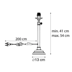 Klassieke tafellamp zwart verstelbaar zonder kap - Accia