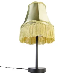 Klassieke tafellamp zwart met granny kap groen 30 cm - Simplo