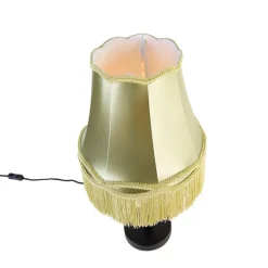 Klassieke tafellamp zwart met granny kap groen 30 cm - Simplo