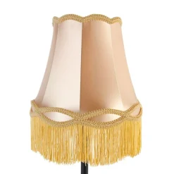 Klassieke tafellamp zwart met granny kap goud 30 cm - Simplo