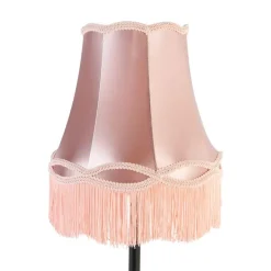 Klassieke tafellamp zwart met granny kap roze 30 cm - Simplo