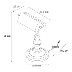Klassieke tafellamp/notarislamp brons met groen glas - Banker