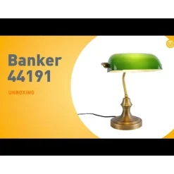 Klassieke tafellamp/notarislamp brons met groen glas - Banker