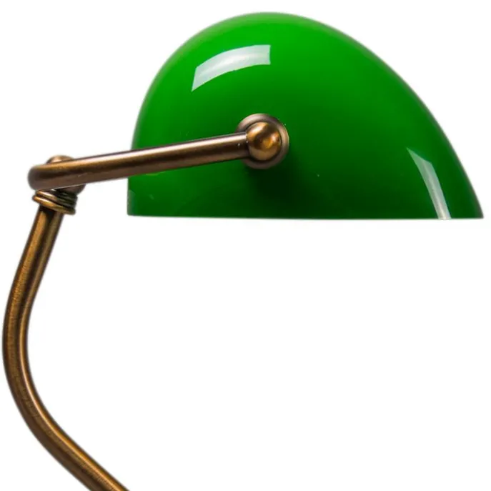 Klassieke tafellamp/notarislamp brons met groen glas - Banker