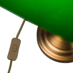Klassieke tafellamp/notarislamp brons met groen glas - Banker