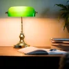 Klassieke tafellamp/notarislamp messing met groen glas - Banker