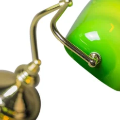 Klassieke tafellamp/notarislamp messing met groen glas - Banker
