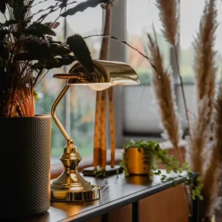 Klassieke tafellamp/notarislamp messing - Banker