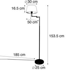 Klassieke vloerlamp brons met witte kap verstelbaar - Ladas Fix