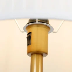 Klassieke vloerlamp brons stoffen kap wit met leeslamp - Retro