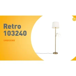 Klassieke vloerlamp brons stoffen kap wit met leeslamp - Retro