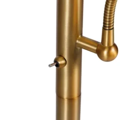 Klassieke vloerlamp brons stoffen kap wit met leeslamp - Retro