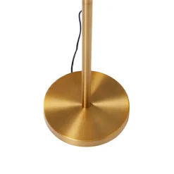 Klassieke vloerlamp brons stoffen kap wit met leeslamp - Retro