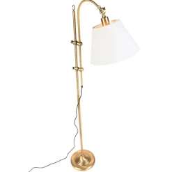 Klassieke vloerlamp brons met witte kap - Ashley