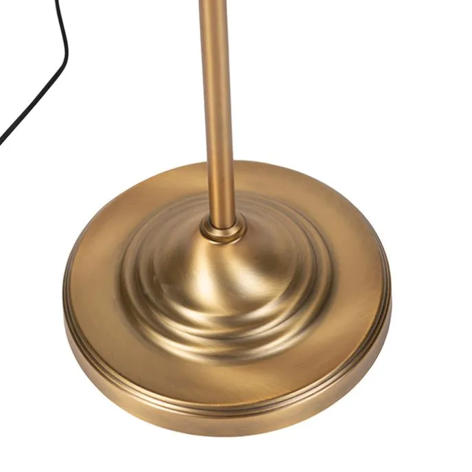 Klassieke vloerlamp brons met witte kap - Ashley