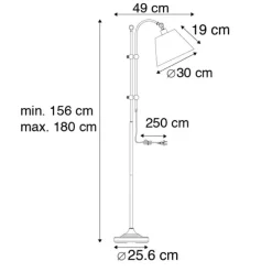 Klassieke vloerlamp brons met witte kap - Ashley