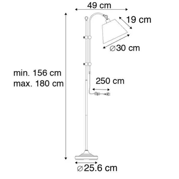 Klassieke vloerlamp brons met witte kap - Ashley