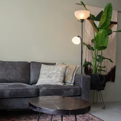 Klassieke vloerlamp bruin met leeslamp - Dallas