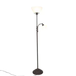 Klassieke vloerlamp bruin met leeslamp - Dallas