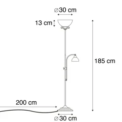 Klassieke vloerlamp bruin met leeslamp - Dallas