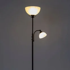 Klassieke vloerlamp bruin met leeslamp - Dallas