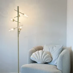 Klassieke vloerlamp goud met glas 5-lichts - Elien