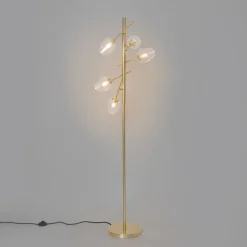 Klassieke vloerlamp goud met glas 5-lichts - Elien