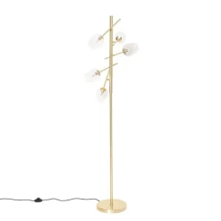Klassieke vloerlamp goud met glas 5-lichts - Elien