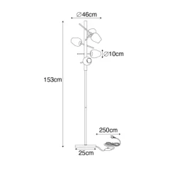 Klassieke vloerlamp goud met glas 5-lichts - Elien