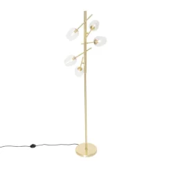Klassieke vloerlamp goud met glas 5-lichts - Elien