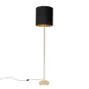 Klassieke vloerlamp messing met zwarte kap 40 cm - Simplo