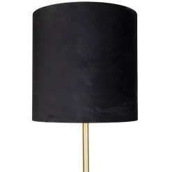 Klassieke vloerlamp messing met zwarte kap 40 cm - Simplo