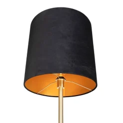 Klassieke vloerlamp messing met zwarte kap 40 cm - Simplo