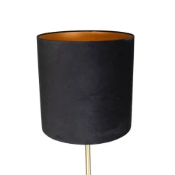 Klassieke vloerlamp messing met zwarte kap 40 cm - Simplo