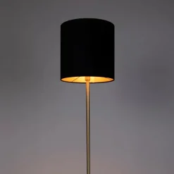 Klassieke vloerlamp messing met zwarte kap 40 cm - Simplo