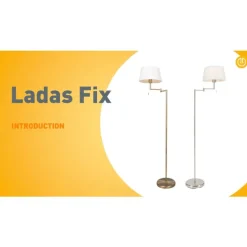 Klassieke vloerlamp staal met witte kap verstelbaar - Ladas