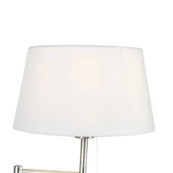 Klassieke vloerlamp staal met witte kap verstelbaar - Ladas